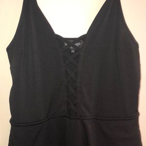 Black crisscross front romper